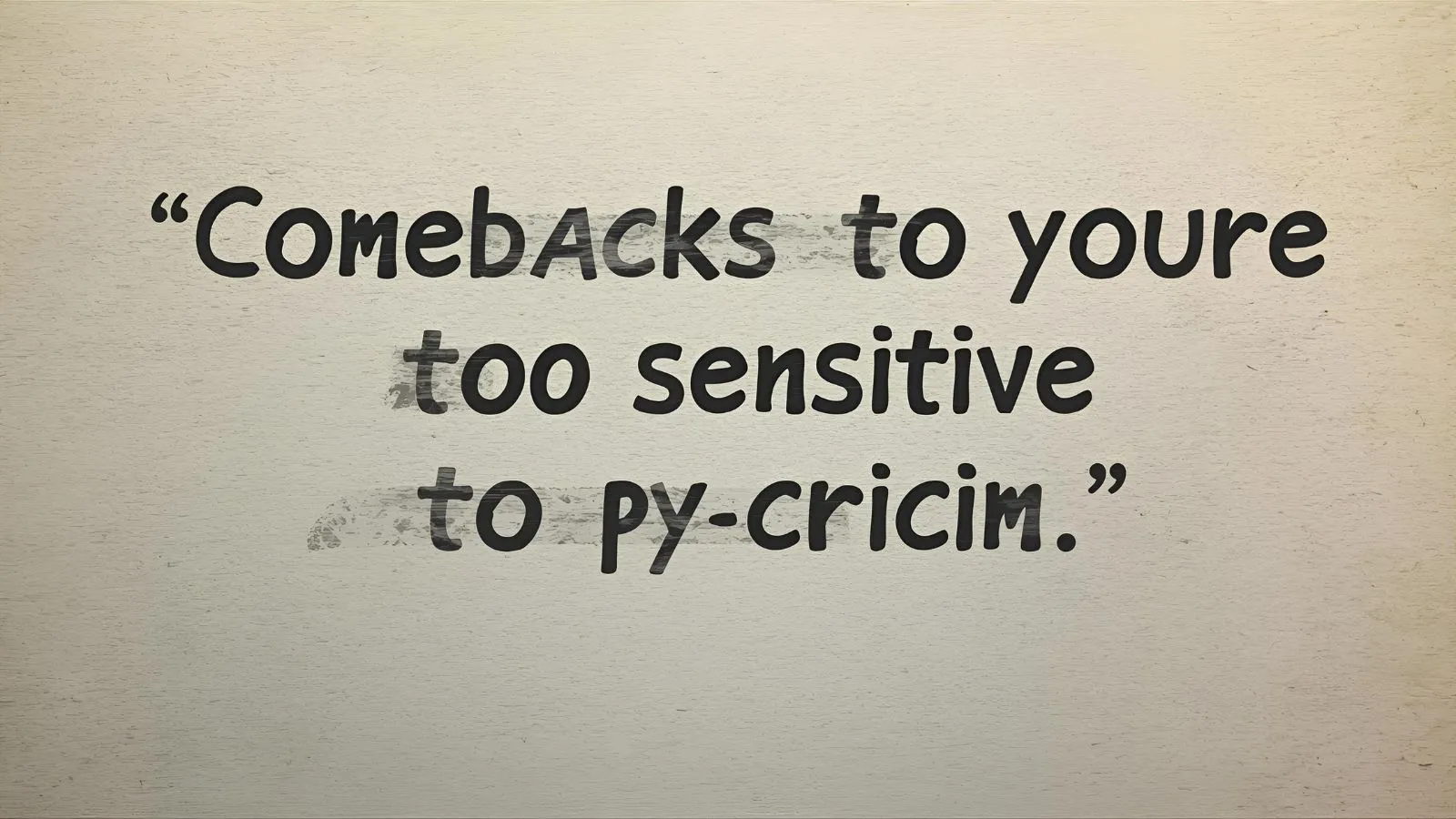 Comebacks to youre too Sensitive to criticism