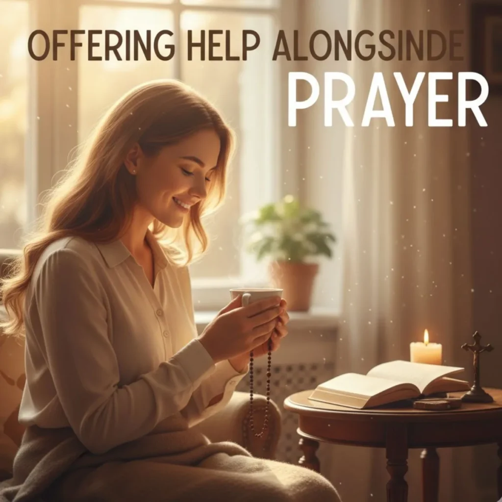 when offering help alongside prayer